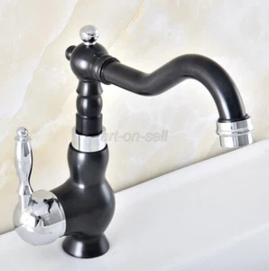 Chrome & Black Brass Single handle Bathroom Basin sink Faucet mixer tap anf489 - Picture 1 of 9