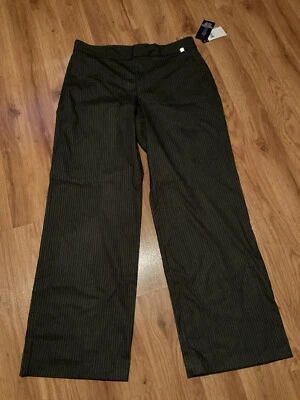 Pantalones CHAPS Icon Gris Carbón Blanco Rayas Pierna Ancha Talla 14 Nuevos con Etiquetas Foto 1 de 3