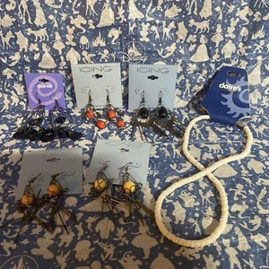 Brand New Claire's & Icing Earrings And Necklace Bundle Set 5 Pairs Earrings - Picture 1 of 8