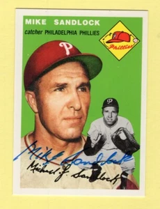 Autographed Mike Sandlock 1954 Archives #104 Phillies Free shipping - Picture 1 of 1