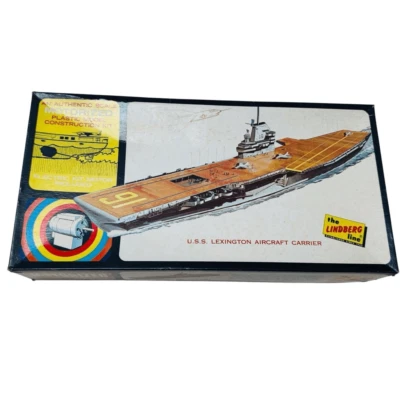 Kit modelo 1968 motorizado Lindberg Line USS Lexington portaaviones completo Foto 1 de 4