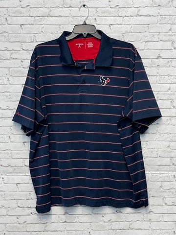 Antigua Polo Shirt Men's Size XXXL Houston Texans Blue Red and White Striped Cover