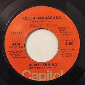 Vicki Lehning Killer Barracuda 7 Inch Single Vinyl Record Kris Kristofferson Vtg - Picture 1 of 4