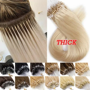 THICK Micro Loop Ring Mini Beads Russian Remy Human Hair Extensions 200PCS 200G - Picture 1 of 44