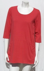 PURE J JILL Coral Pink 100% Pima Cotton CURVED SEAM Tunic Top Tee Shirt size S - Picture 1 of 5