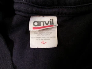 VTG 90S ANVIL T SHIRT SzL BLANK DARK BLUE USA MADE FABRIC 50/50 CLEAN AND NICE! - Picture 1 of 5