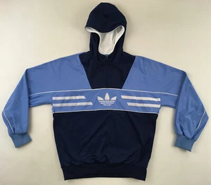Adidas 1980s Longbeach hoodie hooded track top blue navy jacket vintage S D48 - Picture 1 of 21