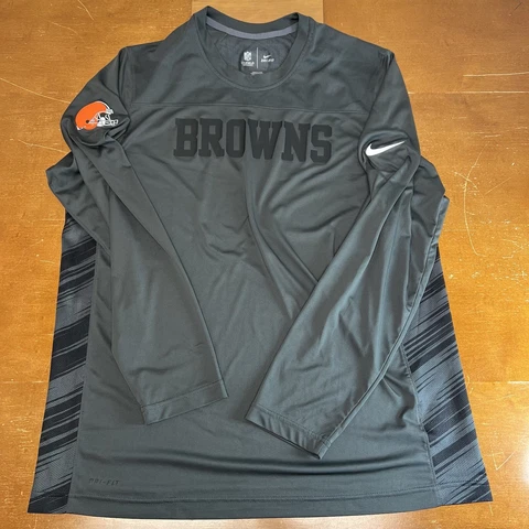 Cleveland Browns Shirt Mens Extra Large Gray NFL Nike Dri Fit Long Sleeve Cover