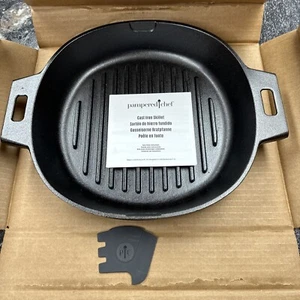 Pampered Chef 12" Cast Iron Grill Pan Skillet 100826 *new item* - Picture 1 of 6