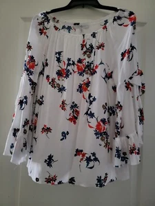 New On/ Off The Shoulder 100% Rayon Flower Summer Top Blouse size L - Picture 1 of 11