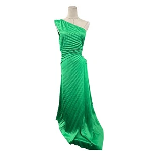 Vestido de Noche COMMENSE Verde Un Hombro Plisado Talla Mediana - Imagen 1 de 9