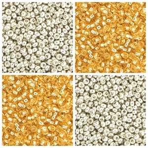 Miyuki 11/0 Galvanised Silver & Silver Lined Gold Seed Beads - 10g & 5g - Picture 1 of 5