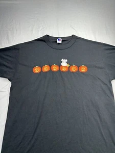 Camiseta Vintage Russell Athletics Halloween Jackolantern Cosida Negra EE. UU. XL - Imagen 1 de 6