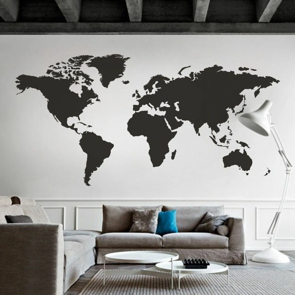 World Map Travel Adventure Office Bedroom Living Room Vinyl Wall Mural Decal - Image 1 of 1