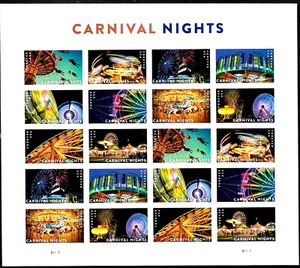 US FOREVER STAMPS 2024 CARNIVAL NIGHTS 5855-5864 FERIS WHEEL LIGHTS NIP XF SHEET - Imagen 1 de 2