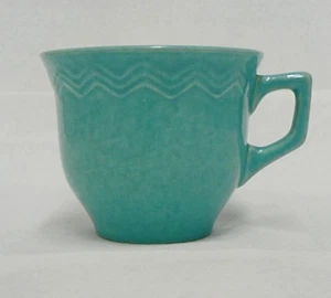 RED WING POTTERY CHEVRON AQUA COFFEE CUP - Picture 1 of 3