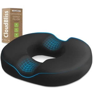 Memory Foam Donut Seat Cushion Tailbone Pain Relief Chair Pad Black - Picture 1 of 7