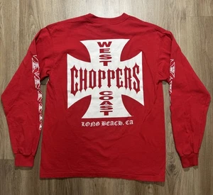 Vintage Y2K West Coast Choppers Red Long Sleeve Shirt Size M - Picture 1 of 11