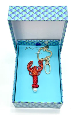 Betsey Johnson Tono Dorado Pavé Cristal Roca Langosta Bolso Dije Llavero Nuevo en Caja Foto 1 de 4