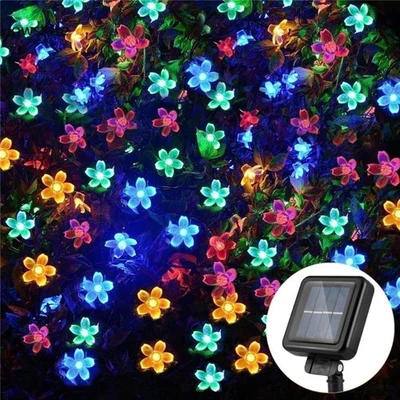 100 LED Solar String Lights Peach Flower Fairy Outdoor Garden Party Decor - image 1 of 4