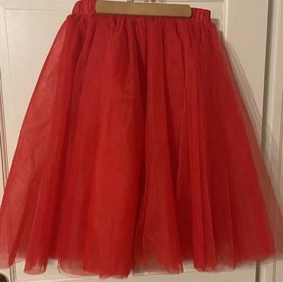 Falda Lisong Tutú Estilo ROJO Forrada en Capas Tul Red Talla 10 Foto 1 de 2
