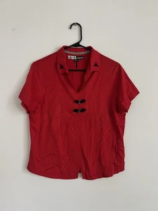 Jamie Sadock Polo Shirt Women's Size Medium Red Golf Top Short Sleeve Cotton - Picture 1 of 4