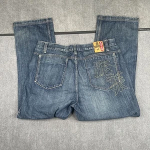 Vintage Phat Farm bestickt Herren Baggy Wide blau Jeans 40x32 Y2K Hip Hop - Bild 1 von 11