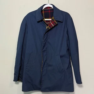 Vtg Pendleton Red Navy Plaid Wool Coat Reversible Men Unisex Large/X-Large SEE - Picture 1 of 9