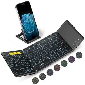 Foldable Bluetooth Keyboard with Touchpad, Full-Size Wireless Folding Keyboar... - Picture 1 of 9
