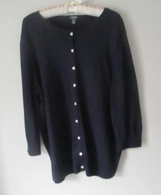 Cárdigan Chaps Azul Marino Manga 3/4 Botones Talla 2X Foto 1 de 4