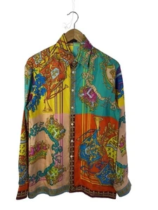 Camisa manga larga VERSACE estampado realeza informal 44 seda multicolor totalmente usada - Imagen 1 de 5