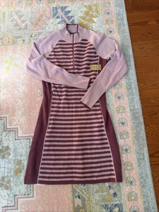 TITLE NINE Super Power 1/4 Zip merino wool Sweater Dress - Colorblock Stripe M - Picture 1 of 7