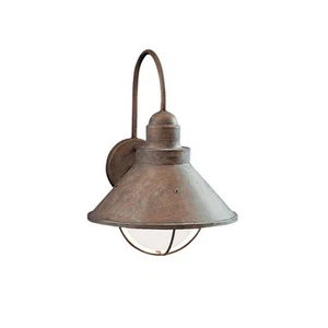 2 Kichler Seaside Single Light 12" Tall Outdoor Wall Sconces K-9022 Tuscan Gold - Picture 1 of 7