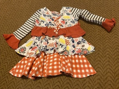 Vestido Jelly The Pug Otoño Manga Larga Rayas y Floral Talla 2T LN Foto 1 de 4