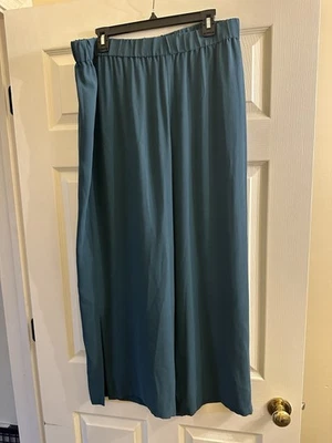 Новый с Ярлыками Eileen Fisher женщин зеленый шелк Georgette креп прямой лодыжки брюки XL - Изображение 1 из 4