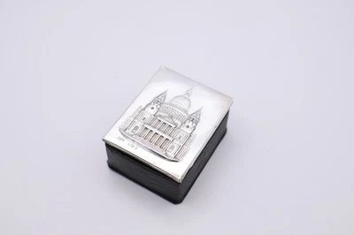 Antiga caixa de joias de prata esterlina com tampa de bugigangas St Pauls Birmingham 1905 - Imagem 1 de 4