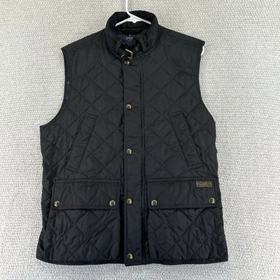 Мужской жилет Polo Club Ralph Lauren средний размер черный стеганый на молнии с фланелевой подкладкой - Изображение 1 из 4