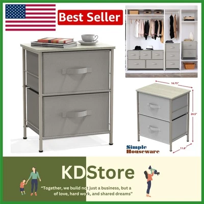 Grey 2-Tier Nightstand with Storage Drawers - Image 1 of 4