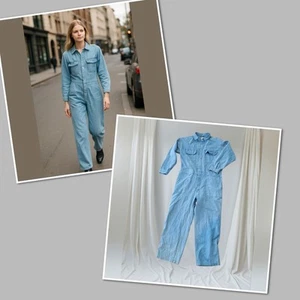 H&M Womens Sz Large Denim Jumpsuit/Boiler Suit  Coveralls T25 - Picture 1 of 9