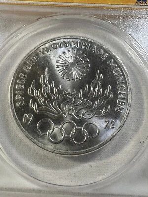 1972-J Germany 10 Marks Olympic Flames Commemorative Graded MS 65 by ANACS - Image 1 of 4