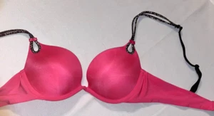 Victoria Secret Sexy Little Things 34B Bra Pink Push up Animal Print Women's - Picture 1 of 5