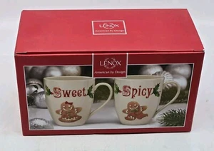 LENOX TAZAS NAVIDEÑAS DULCES Y PICANTES Pan de Jengibre Temático Set 14oz. NUEVO - Imagen 1 de 6