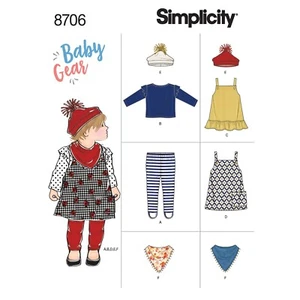 SIMPLICITY 8706 BABIES DRESS PANTS TOP Sewing Pattern Sizes XXS - L  0 -18 MONTH - Picture 1 of 4