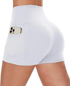 Biker Shorts Women with Pockets - 3"/5"/8" High Waisted Workout Spandex Tummy Co - Picture 1 of 12