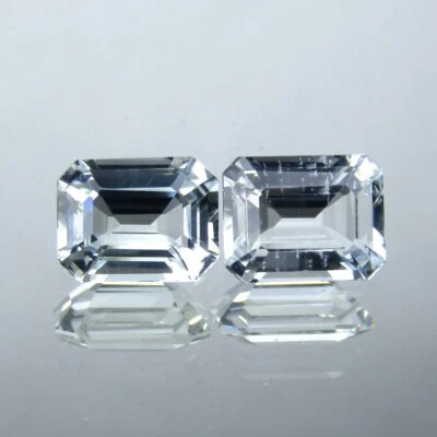 2.44Cts GENUINE EMERALD CUT UNHEATED NATURAL AQUAMARINE PAIR LOOSE GEMSTONE - Image 1 of 3
