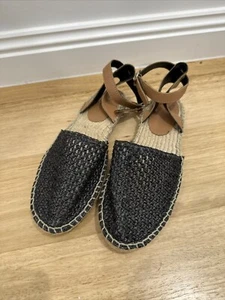 Seed Heritage Woven Rattan Espadrille Ankle Strap Strappy Flat Shoes Sandals 39 - Picture 1 of 10