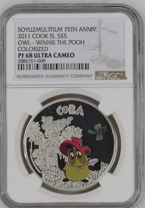 2011 COOK IS $5 SOYUZMULTFILM 75TH ANNIV. EULE - WINNIE THE POOH - NGC PF68 UC - Bild 1 von 6