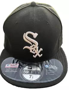 New Era 59FIFTY Chicago White Sox Fitted 7.5 Hat/ Cap Authentic MLB Black White - Picture 1 of 11