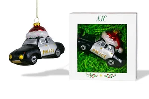 North Star Christmas | Santa Police Car Glass Ornament | Vehicles & Career Colle - Picture 1 of 8