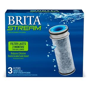Brita Stream Pitcher Replacment Water Filter 3-PACK Activeted  Carbon DUAL-LAYER